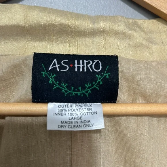 AS*HRO Silk Blend, Seashell & Gold Thread Embroidered Dress & Matching Jacket, L - Picture 4 of 15